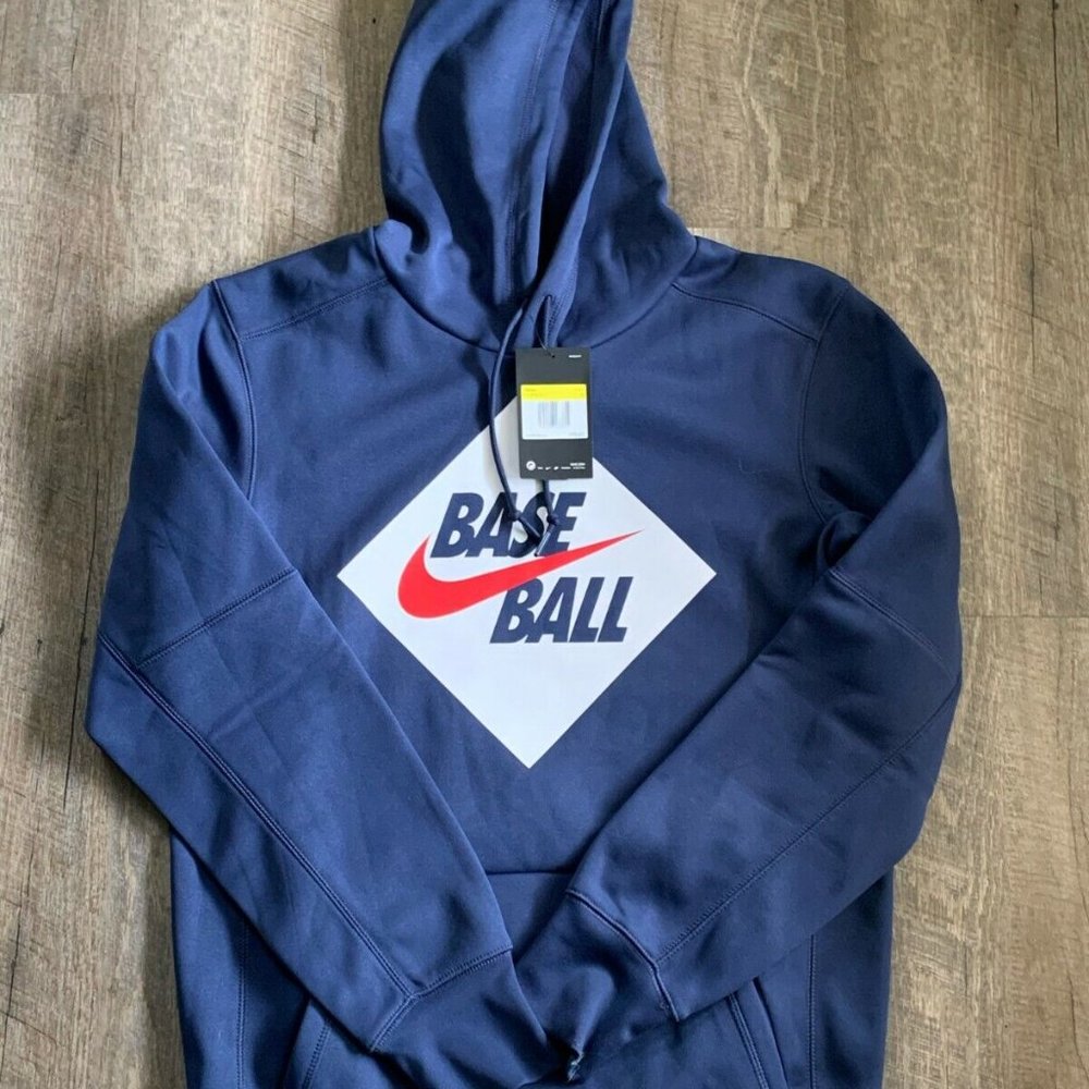 Nike Men's Therma Baseball Hoodie | Navy Blue/White/Varsity Red | Size: Small